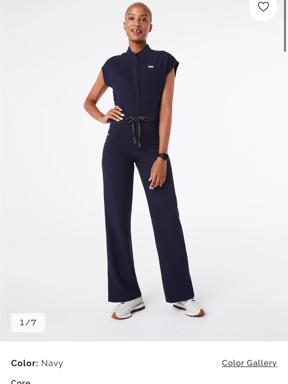 Figs Navy Wide-Leg Jumpsuit with Drawstring Waist